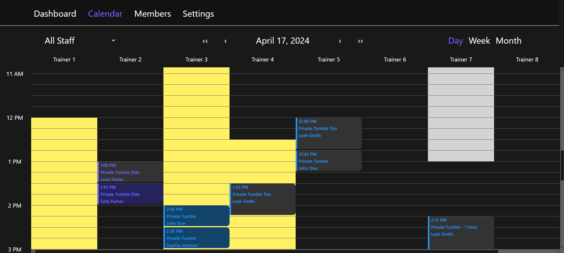 Staff scheduling web app